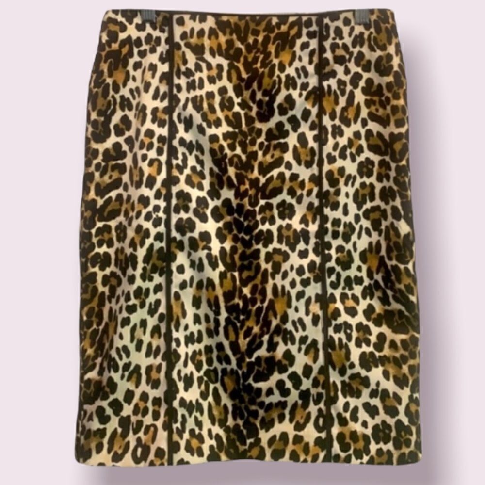 White House Black Market A-line Leopard Skirt